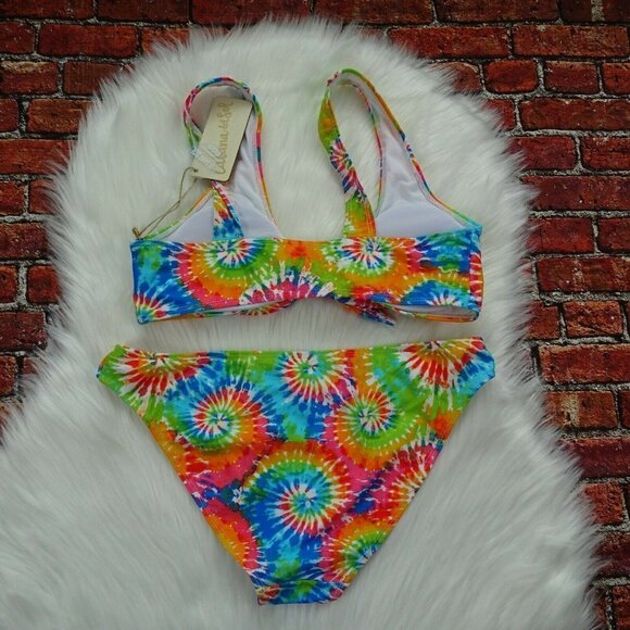 Cabana Del Sol Tie-Dye Swimwear 2-Piece Set Bikini Top & Bottoms NWT L - Picture 4 of 10